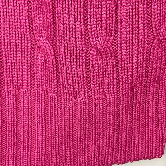 Lilly Pulitzer Cable Knit Sweater Begonia Bright Pink Crewneck Pullover sz Med - Picture 6 of 7